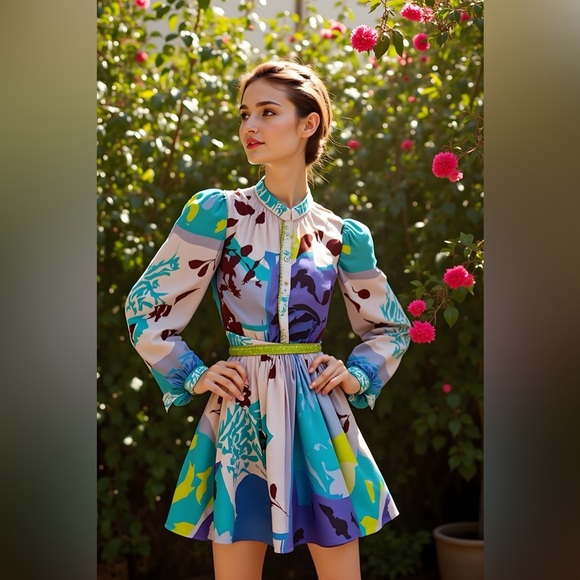 Multicolor Floral Women's Dress - Picture 1 of 1